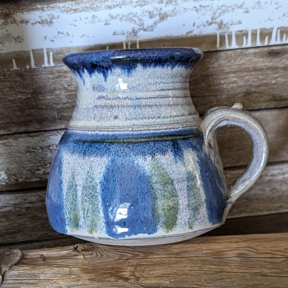 Vintage Pottery Stoneware Blue Mug